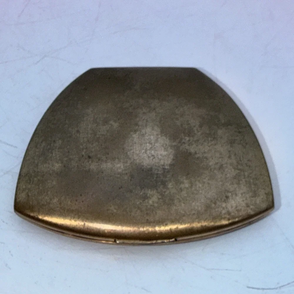 Elgin American Powder Compact with Mirror Gold Tone Etched Floral Design